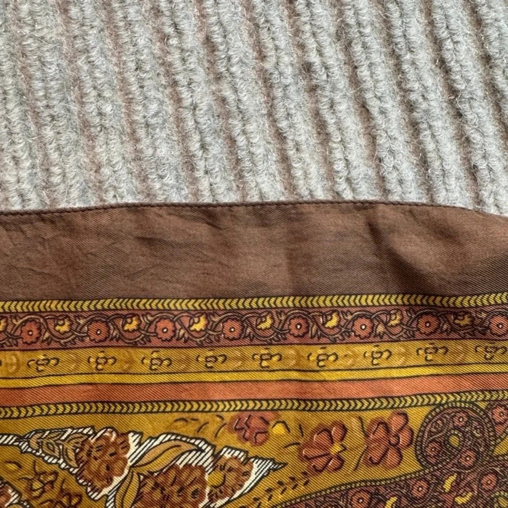 Liberty of London Vintage Silk Scarf Brown Paisley Floral Made in England